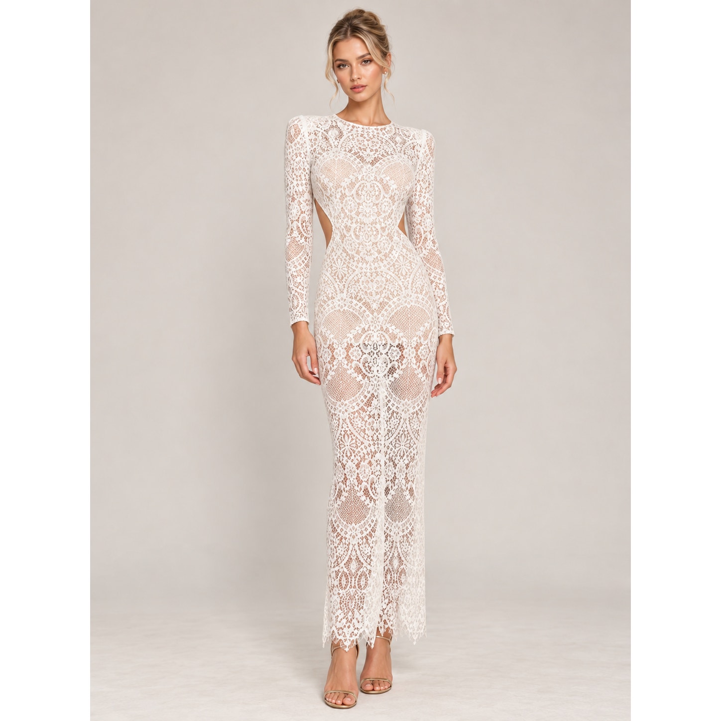 Bronx And Banco Allegra Blanc Lace Open Back Maxi Dress White Medium — image 2 of 8